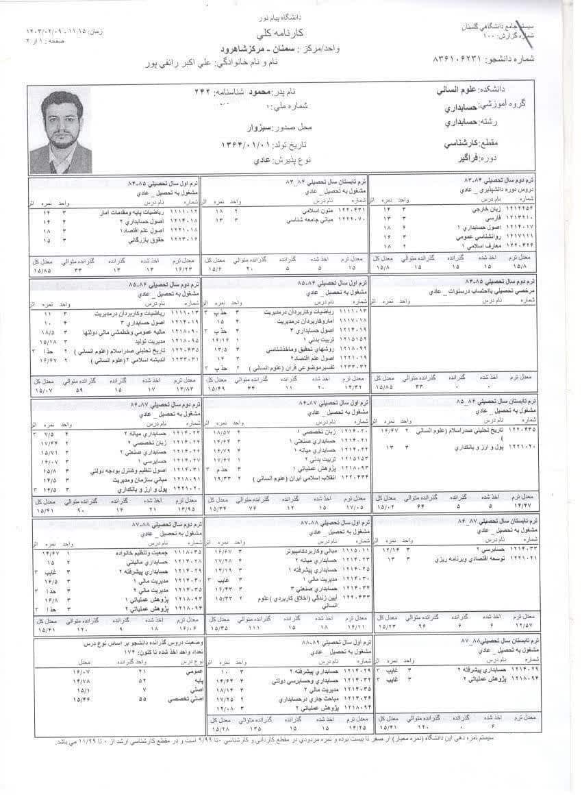 عکس| مدرک تحصیلی رائفی پور لو رفت | دیلی 3