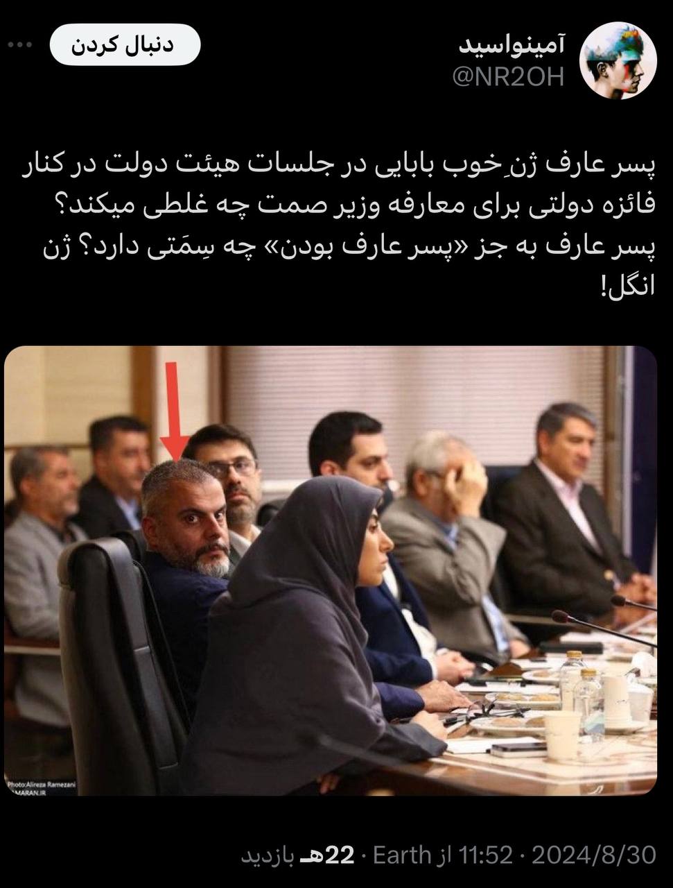 عکس| ژن خوب پسر عارف به دولت پزشکیان رسید؛ اعتراض های تند به حضور در جلسه رسمی دولت در کنار فائزه دولتی | دیلی 3