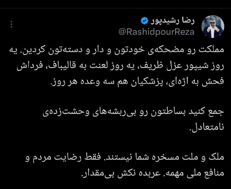 عکس| حمله تند رشیدپور به مخالفان دولت | دیلی 3